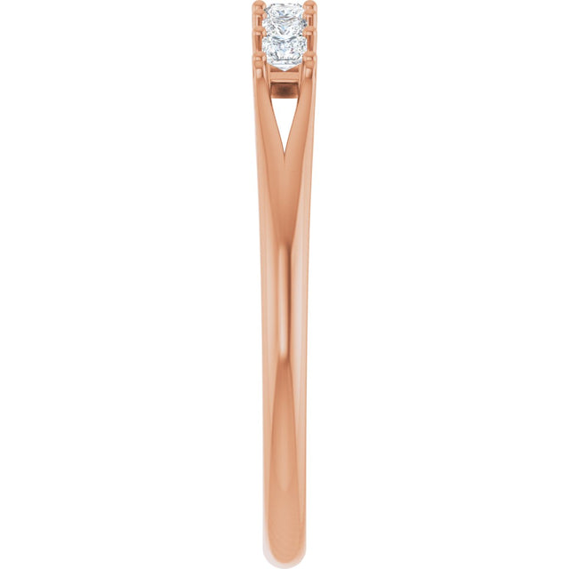 14K Gold Square Natural Diamond Share-Prong Seven-Stone Anniversary Band – 1/6–1 1/8 CTW - Rose Gold - view 4