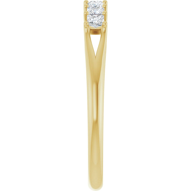 14K Gold Square Natural Diamond Share-Prong Seven-Stone Anniversary Band – 1/6–1 1/8 CTW - Yellow Gold - view 4