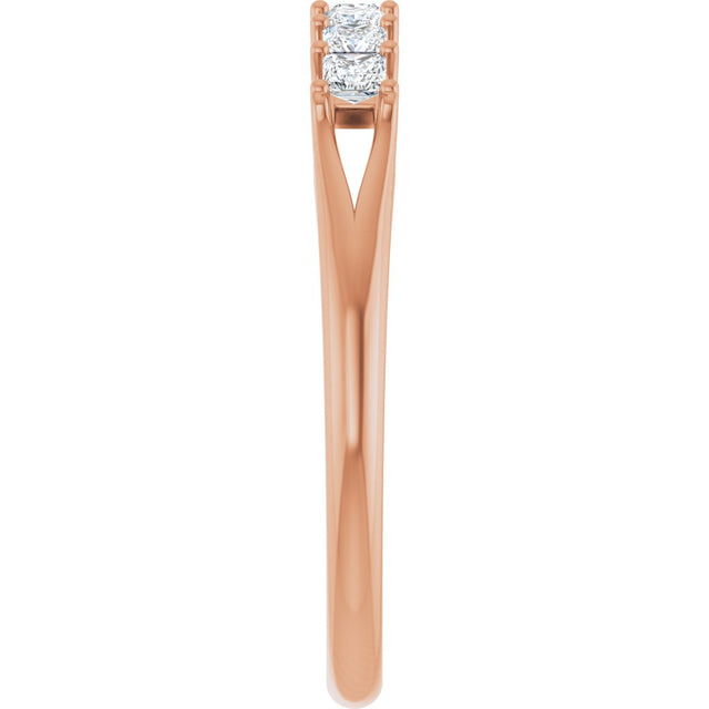 14K Gold Square Natural Diamond Share-Prong Seven-Stone Anniversary Band – 1/6–1 1/8 CTW - Rose Gold - view 4