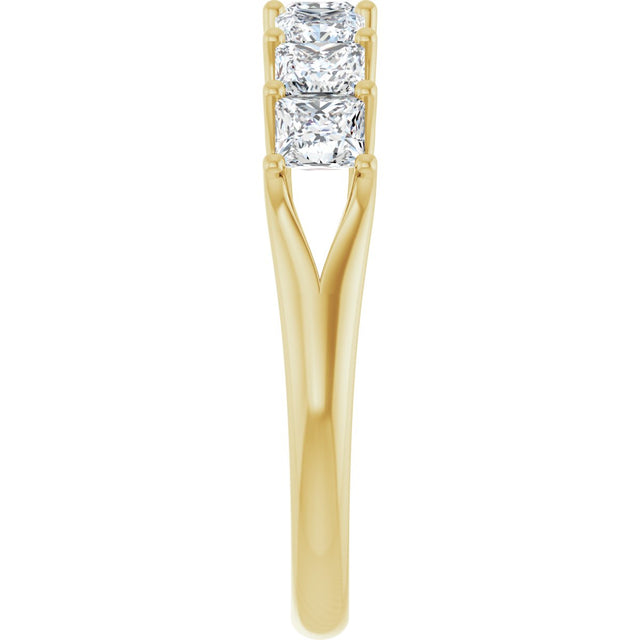 14K Gold Square Natural Diamond Share-Prong Seven-Stone Anniversary Band – 1 3/8–1 3/4 CTW - Yellow Gold - view 4