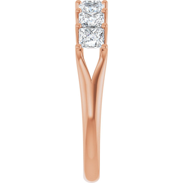 14K Gold Square Natural Diamond Share-Prong Seven-Stone Anniversary Band – 1 3/8–1 3/4 CTW - Rose Gold - view 4