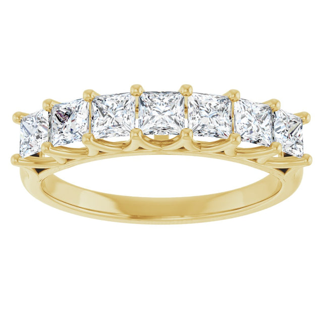 14K Gold Square Natural Diamond Share-Prong Seven-Stone Anniversary Band – 1/6–1 1/8 CTW - Yellow Gold - view 3