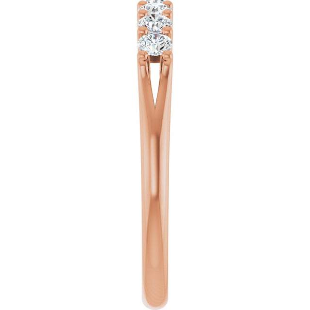 14K Gold Round Natural Diamond Share-Prong Seven-Stone Anniversary Band – 1/10–5/8 CTW - Rose Gold - view 4