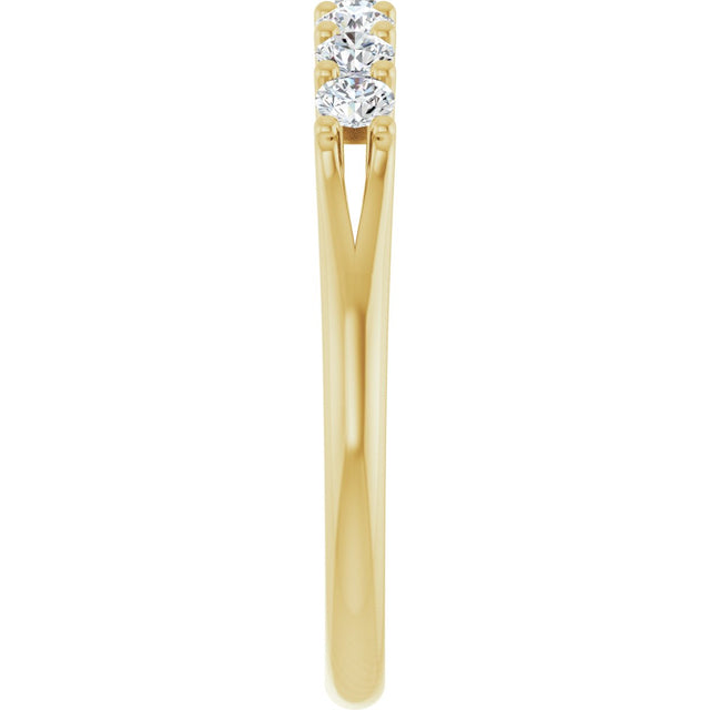 14K Gold Round Lab-Grown Diamond Share-Prong Seven-Stone Anniversary Band – 3/8–1 1/3 CTW - Yellow Gold - view 4
