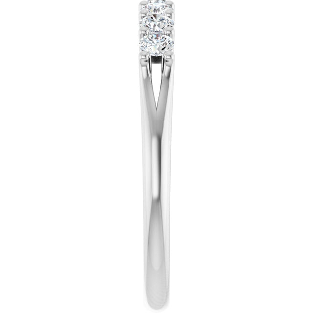 14K Gold Round Lab-Grown Diamond Share-Prong Seven-Stone Anniversary Band – 3/8–1 1/3 CTW - White Gold - view 4