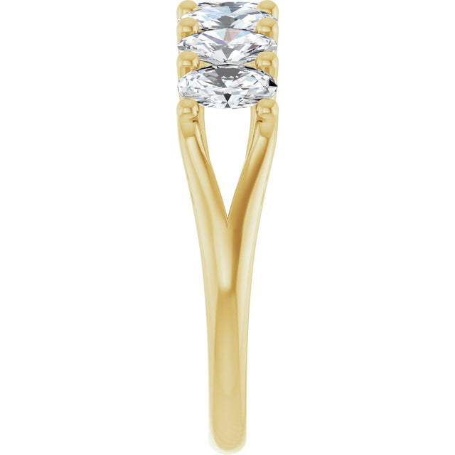 14K Gold Oval Lab-Grown Diamond Share-Prong Seven-Stone Anniversary Band – 5x3 mm Stones - Yellow Gold - view 4