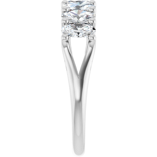 Platinum Oval Lab-Grown Diamond Share-Prong Seven-Stone Anniversary Band – 5x3 mm Stones - view 4