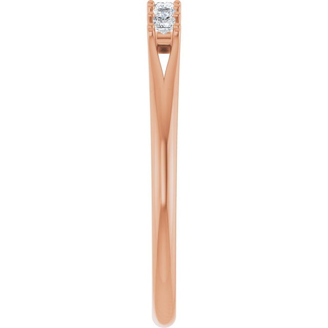 14K Gold Square Natural Diamond Share-Prong Seven-Stone Anniversary Band – 1/6–1 1/8 CTW - Rose Gold - view 4