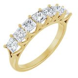 14K Gold Square Natural Diamond Share-Prong Seven-Stone Anniversary Band – 1 3/8–1 3/4 CTW - Yellow Gold