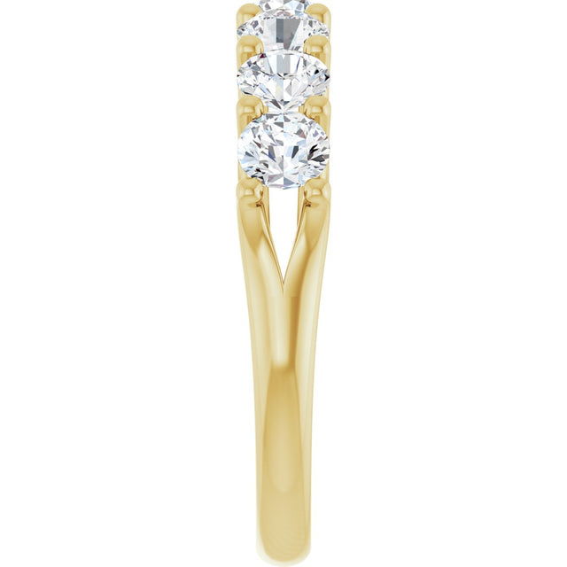 14K Gold Round Lab-Grown Diamond Share-Prong Seven-Stone Anniversary Band – 3/8–1 1/3 CTW - Yellow Gold - view 4