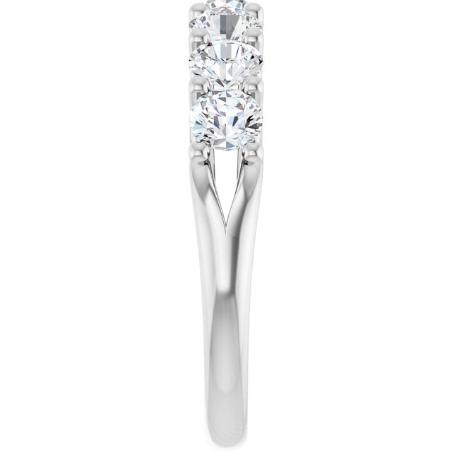 14K Gold Round Lab-Grown Diamond Share-Prong Seven-Stone Anniversary Band – 3/8–1 1/3 CTW - White Gold - view 4