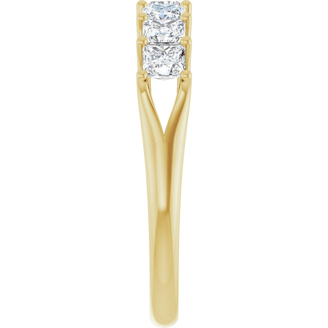 14K Gold Square Natural Diamond Share-Prong Seven-Stone Anniversary Band – 1/6–1 1/8 CTW - Yellow Gold - view 4