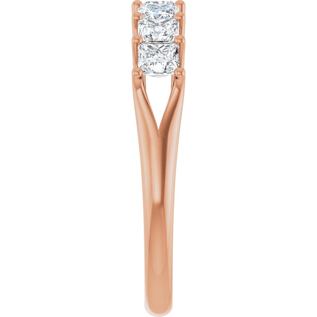 14K Gold Square Natural Diamond Share-Prong Seven-Stone Anniversary Band – 1/6–1 1/8 CTW - Rose Gold - view 4