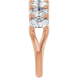 14K Gold Oval Lab-Grown Diamond Share-Prong Seven-Stone Anniversary Band – 6x4 mm Stones - Rose Gold - view 4
