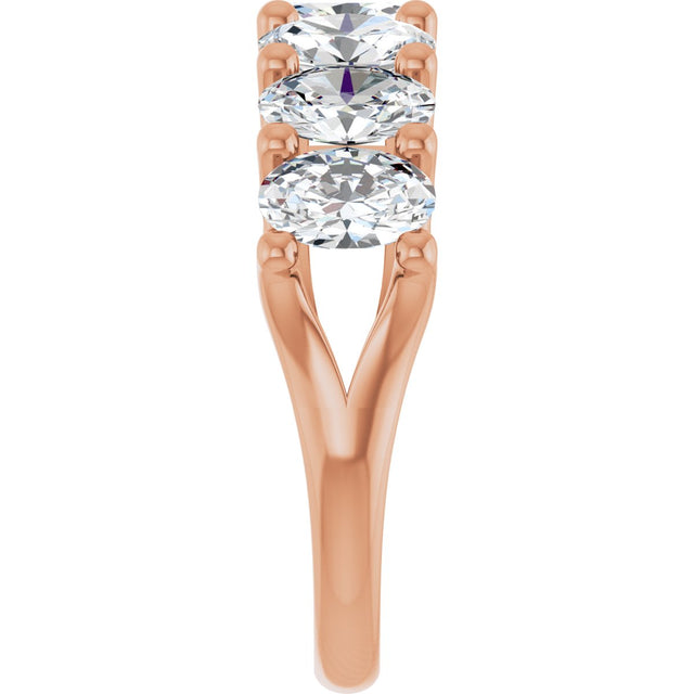14K Gold Oval Lab-Grown Diamond Share-Prong Seven-Stone Anniversary Band – 6x4 mm Stones - Rose Gold - view 4
