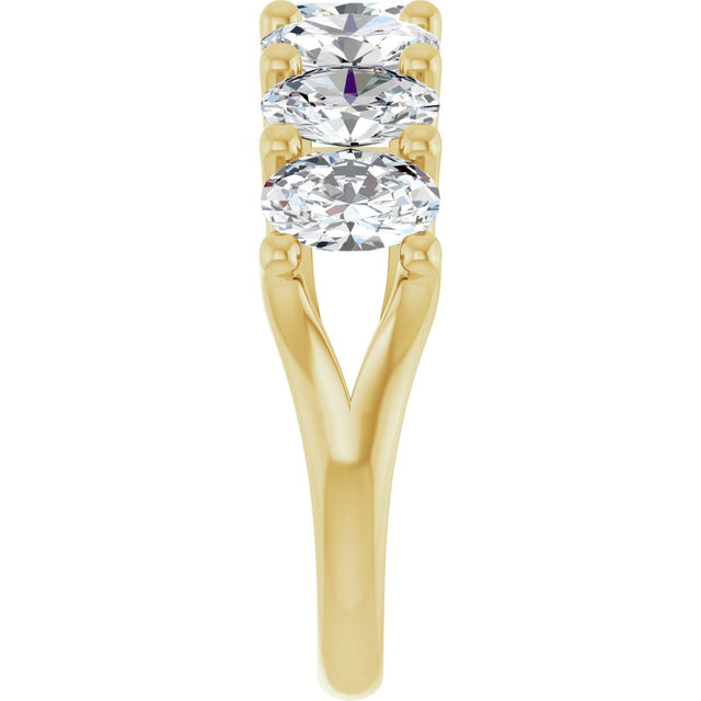 14K Gold Oval Natural Diamond Share-Prong Seven-Stone Anniversary Band – 2 1/2 CTW - Yellow Gold - view 4