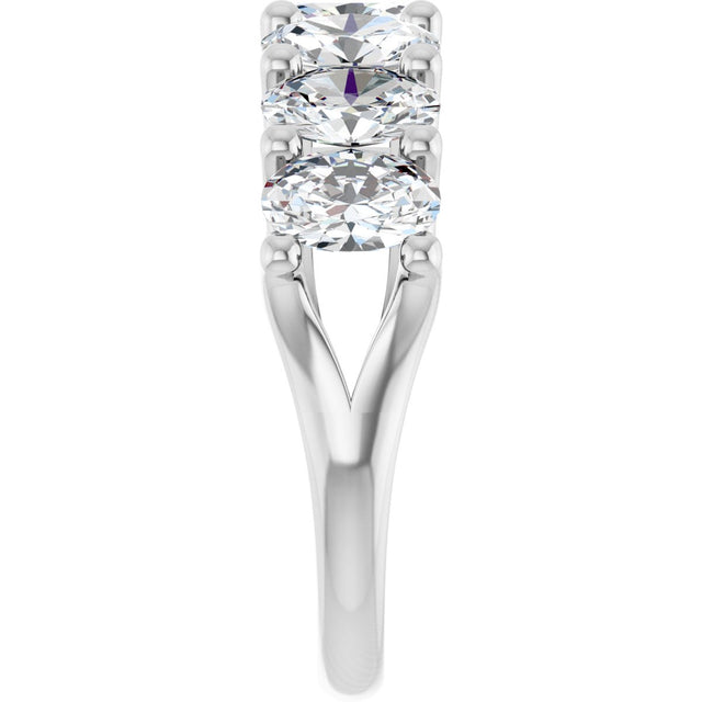 14K Gold Oval Natural Diamond Share-Prong Seven-Stone Anniversary Band – 2 1/2 CTW - White Gold - view 4