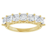 14K Gold Square Natural Diamond Share-Prong Seven-Stone Anniversary Band – 1 3/8–1 3/4 CTW - Yellow Gold - view 3