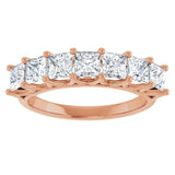 14K Gold Square Natural Diamond Share-Prong Seven-Stone Anniversary Band – 1 3/8–1 3/4 CTW - Rose Gold - view 3