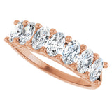 14K Gold Oval Lab-Grown Diamond Share-Prong Seven-Stone Anniversary Band – 5x3 mm Stones - Rose Gold - view 5