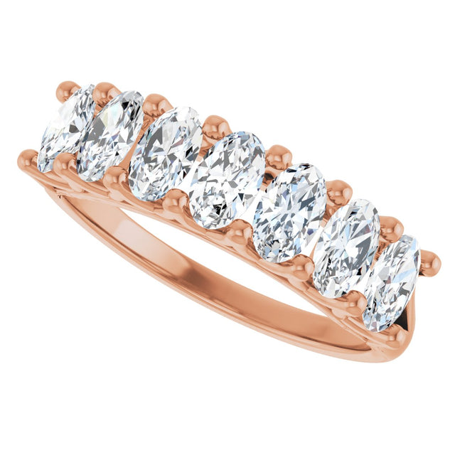 14K Gold Oval Lab-Grown Diamond Share-Prong Seven-Stone Anniversary Band – 5x3 mm Stones - Rose Gold - view 5