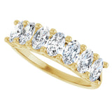 14K Gold Oval Lab-Grown Diamond Share-Prong Seven-Stone Anniversary Band – 5x3 mm Stones - Yellow Gold - view 5