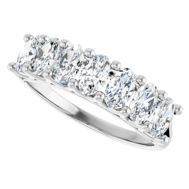 Platinum Oval Lab-Grown Diamond Share-Prong Seven-Stone Anniversary Band – 5x3 mm Stones - view 5