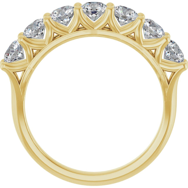 14K Gold Round Lab-Grown Diamond Share-Prong Seven-Stone Anniversary Band – 3/8–1 1/3 CTW - Yellow Gold - view 2