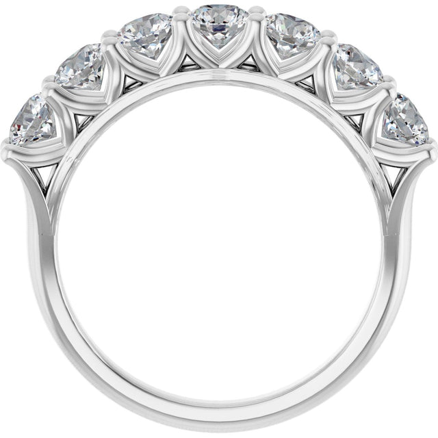 14K Gold Round Lab-Grown Diamond Share-Prong Seven-Stone Anniversary Band – 3/8–1 1/3 CTW - White Gold - view 2