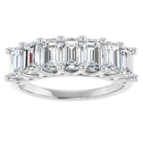 14K Gold Emerald Lab-Grown Diamond Share-Prong Seven-Stone Anniversary Band – 2 1/6–4 1/5 CTW - White Gold - view 3