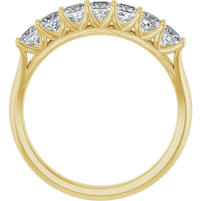 14K Gold Square Natural Diamond Share-Prong Seven-Stone Anniversary Band – 1/6–1 1/8 CTW - Yellow Gold - view 2