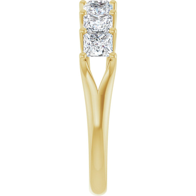 14K Gold Square Natural Diamond Share-Prong Seven-Stone Anniversary Band – 1 3/8–1 3/4 CTW - Yellow Gold - view 4