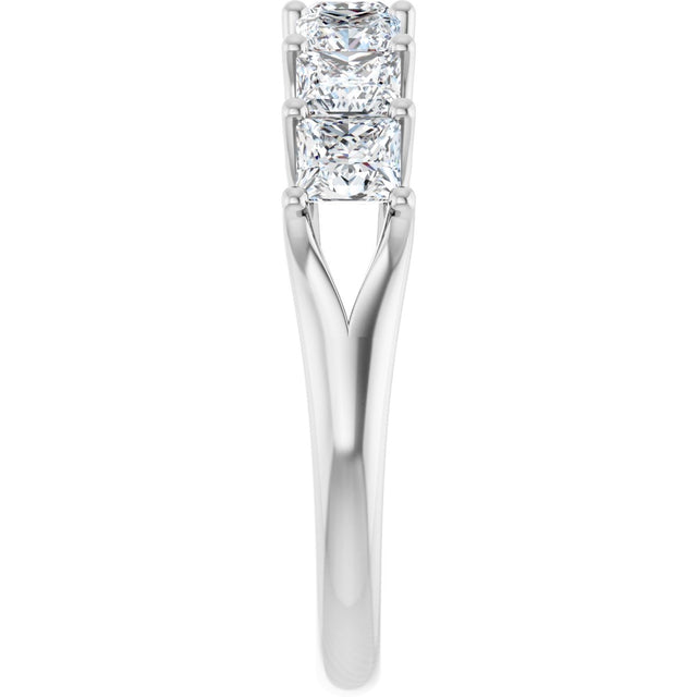 14K Gold Square Natural Diamond Share-Prong Seven-Stone Anniversary Band – 1 3/8–1 3/4 CTW - White Gold - view 4