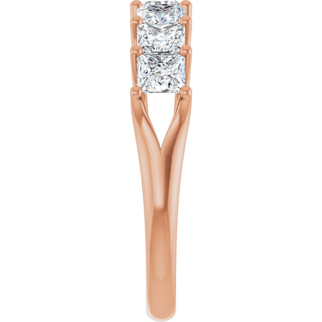 14K Gold Square Natural Diamond Share-Prong Seven-Stone Anniversary Band – 1 3/8–1 3/4 CTW - Rose Gold - view 4
