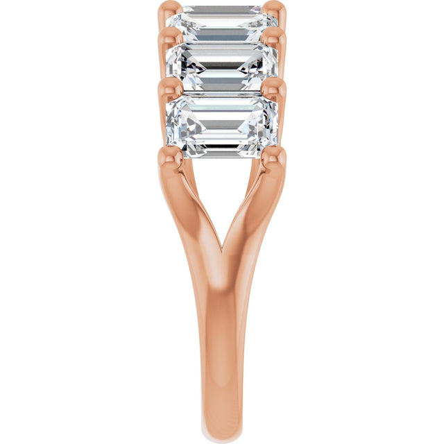 14K Gold Emerald Lab-Grown Diamond Share-Prong Seven-Stone Anniversary Band – 2 1/6–4 1/5 CTW - Rose Gold - view 4