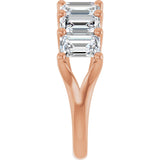 14K Gold Emerald Natural Diamond Share-Prong Seven-Stone Anniversary Band – 4 1/5 CTW - Rose Gold - view 4