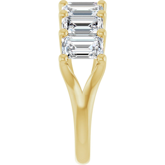 14K Gold Emerald Lab-Grown Diamond Share-Prong Seven-Stone Anniversary Band – 2 1/6–4 1/5 CTW - Yellow Gold - view 4