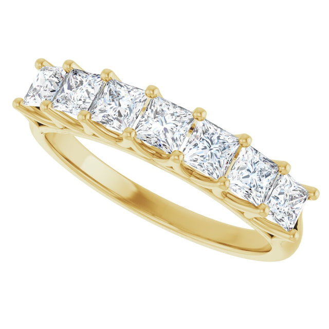 14K Gold Square Natural Diamond Share-Prong Seven-Stone Anniversary Band – 1/6–1 1/8 CTW - Yellow Gold - view 5