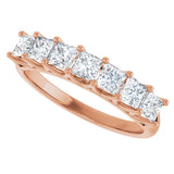 14K Gold Square Natural Diamond Share-Prong Seven-Stone Anniversary Band – 1/6–1 1/8 CTW - Rose Gold - view 5