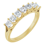 14K Gold Square Natural Diamond Share-Prong Seven-Stone Anniversary Band – 1/6–1 1/8 CTW - Yellow Gold