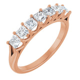 14K Gold Square Natural Diamond Share-Prong Seven-Stone Anniversary Band – 1/6–1 1/8 CTW - Rose Gold