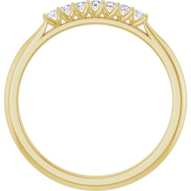 14K Gold Round Natural Diamond Share-Prong Seven-Stone Anniversary Band – 1/10–5/8 CTW - Yellow Gold - view 2