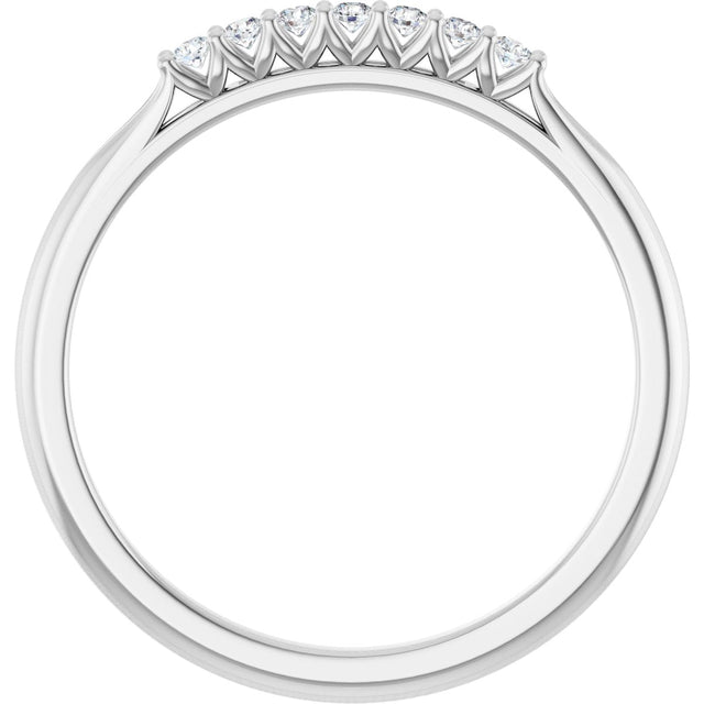 14K Gold Round Natural Diamond Share-Prong Seven-Stone Anniversary Band – 1/10–5/8 CTW - White Gold - view 2