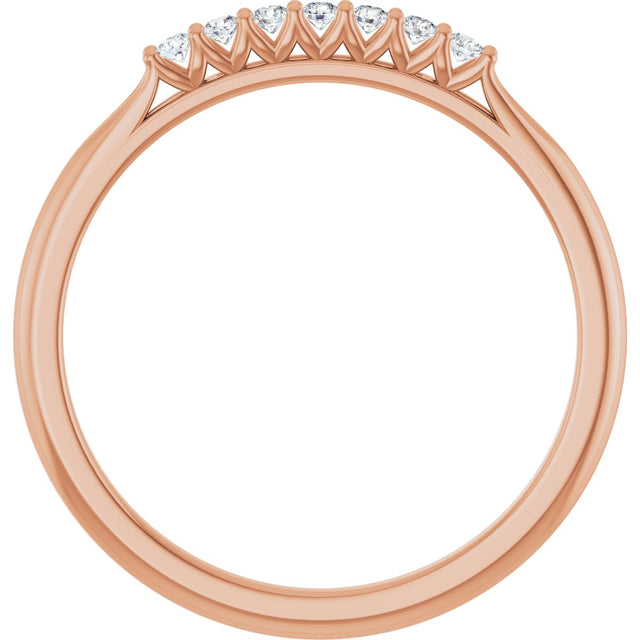 14K Gold Round Natural Diamond Share-Prong Seven-Stone Anniversary Band – 1/10–5/8 CTW - Rose Gold - view 2