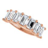 14K Gold Emerald Lab-Grown Diamond Share-Prong Seven-Stone Anniversary Band – 2 1/6–4 1/5 CTW - Rose Gold - view 5