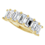 14K Gold Emerald Lab-Grown Diamond Share-Prong Seven-Stone Anniversary Band – 2 1/6–4 1/5 CTW - Yellow Gold - view 5