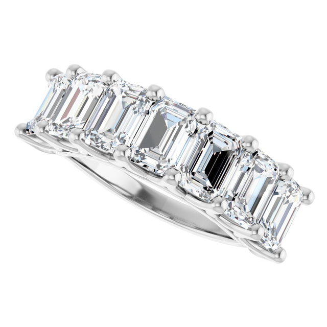 Platinum Emerald Lab-Grown Diamond Share-Prong Seven-Stone Anniversary Band – 2 1/6–4 1/5 CTW - view 5