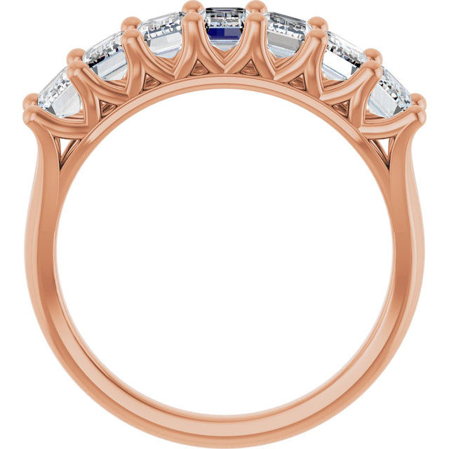 14K Gold Emerald Lab-Grown Diamond Share-Prong Seven-Stone Anniversary Band – 2 1/6–4 1/5 CTW - Rose Gold - view 2