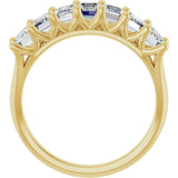 14K Gold Emerald Lab-Grown Diamond Share-Prong Seven-Stone Anniversary Band – 2 1/6–4 1/5 CTW - Yellow Gold - view 2