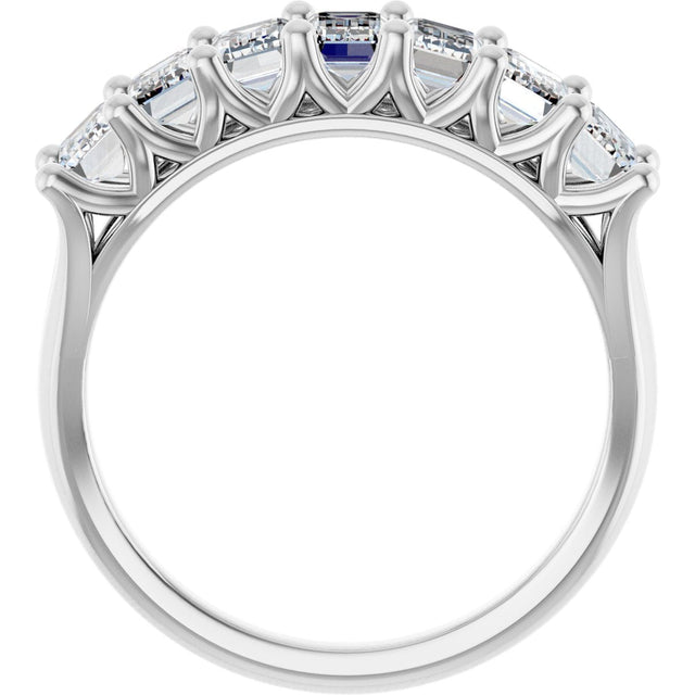 Platinum Emerald Lab-Grown Diamond Share-Prong Seven-Stone Anniversary Band – 2 1/6–4 1/5 CTW - view 2